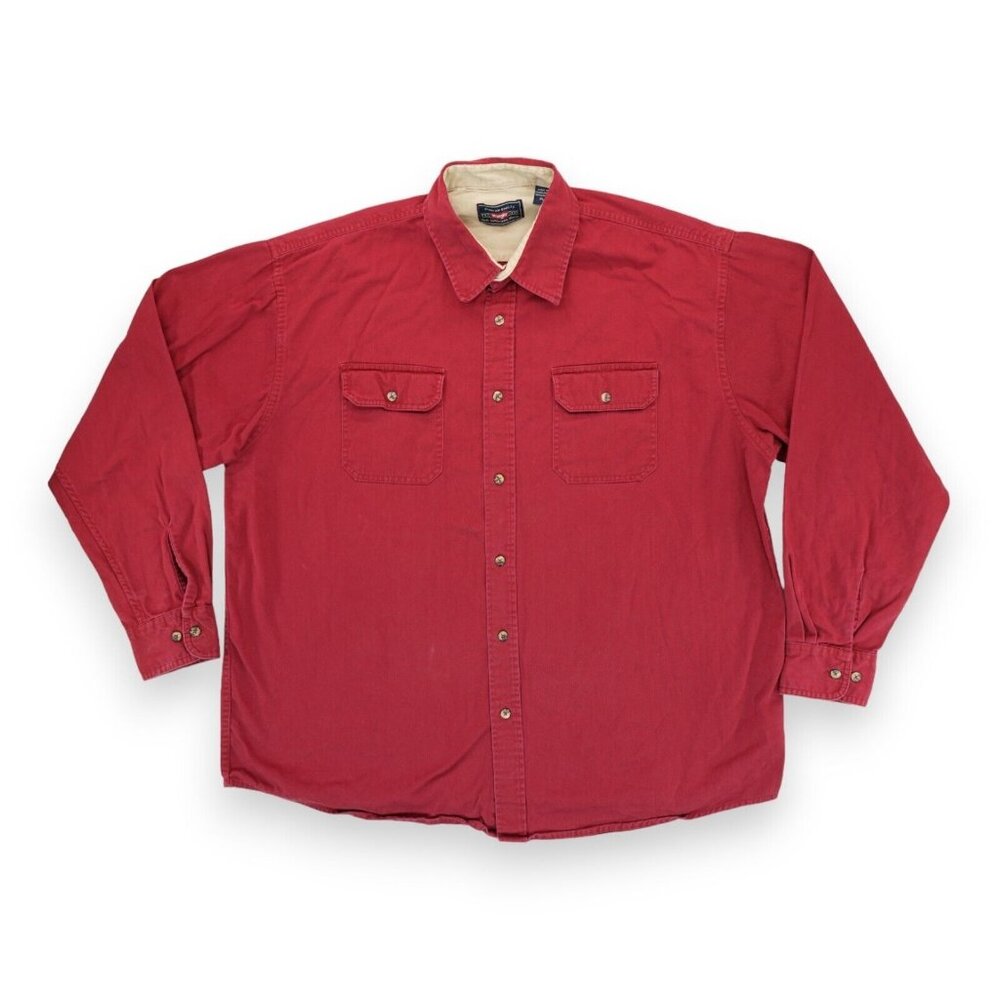 Wrangler Premium Quality Men's Long Sleeve Shirt Size XL Button Down Burgundy